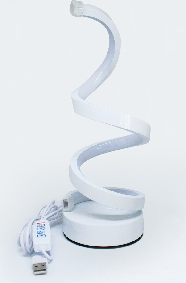 Tafellamp - Led Lamp - Wit - Elegantie Verlicht - Spiraalvormig - Spiraal Design - Dimbare Led