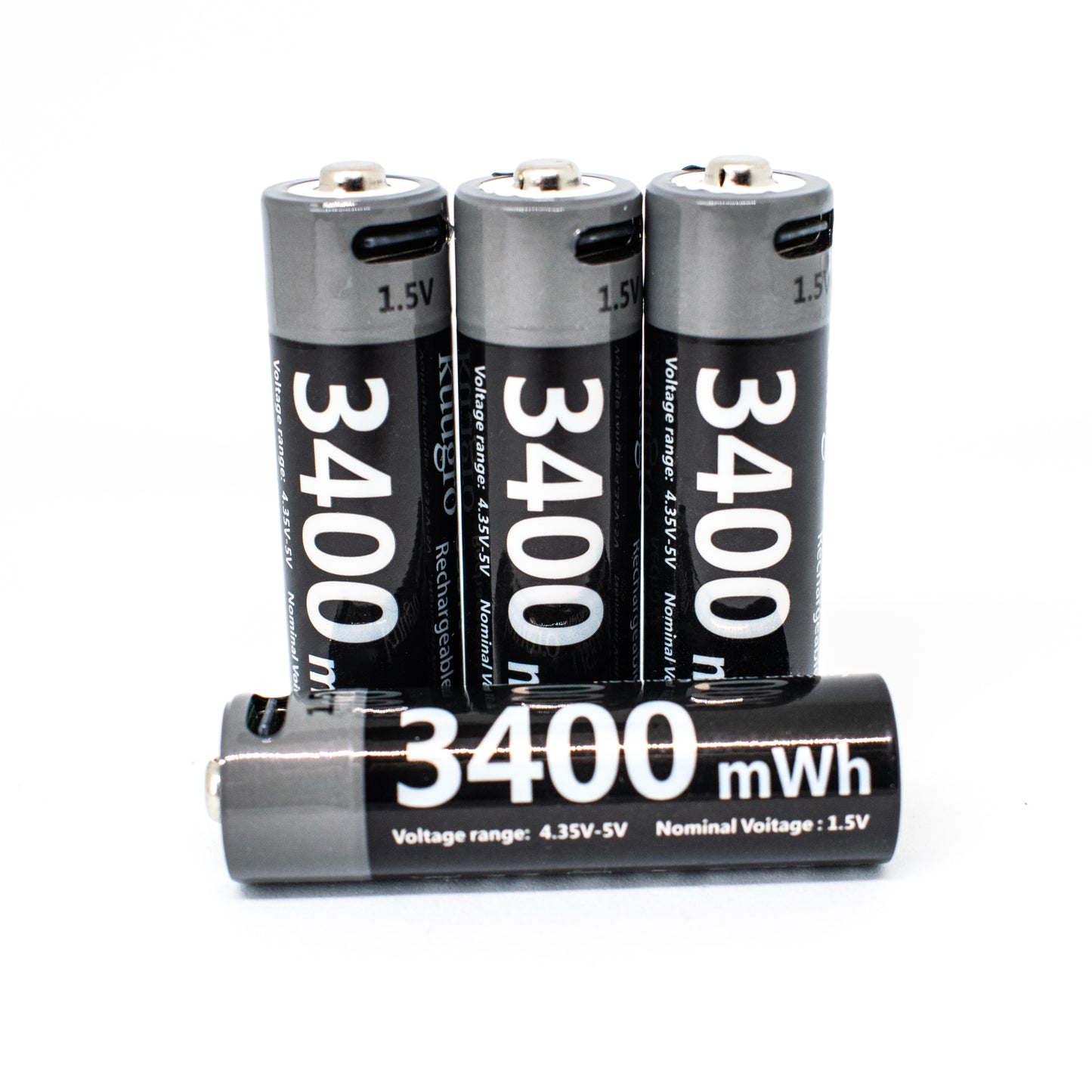 Oplaadbare batterijen AA 1.5V 3400 mWh - USB C - Li-Ion - Oplaadbare batterij - Recharging - Kuugro - 1.5V - 3400mWh