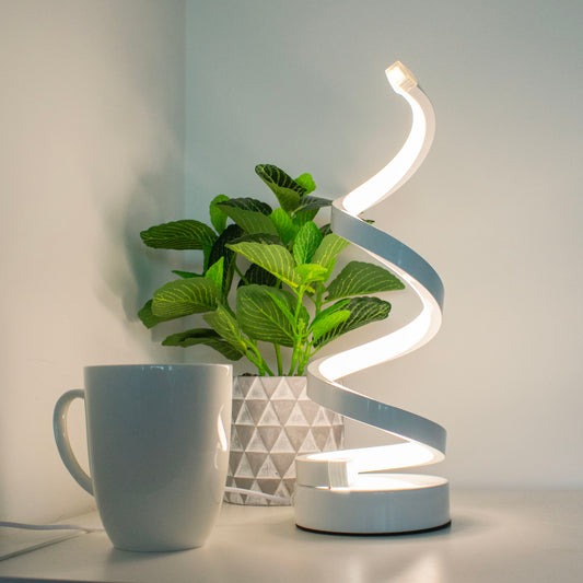 Tafellamp - Led Lamp - Wit - Elegantie Verlicht - Spiraalvormig - Spiraal Design - Dimbare Led