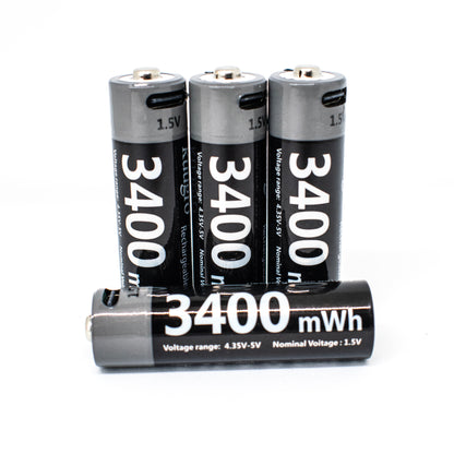 Oplaadbare batterijen AA 1.5V 3400 mWh - USB C - Li-Ion - Oplaadbare batterij - Recharging - Kuugro - 1.5V - 3400mWh