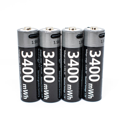 Oplaadbare batterijen AA 1.5V 3400 mWh - USB C - Li-Ion - Oplaadbare batterij - Recharging - Kuugro - 1.5V - 3400mWh