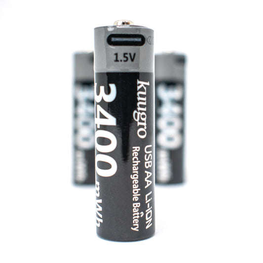 Oplaadbare batterijen AA 1.5V 3400 mWh - USB C - Li-Ion - Oplaadbare batterij - Recharging - Kuugro - 1.5V - 3400mWh