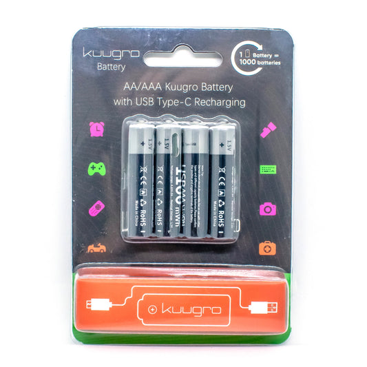 Oplaadbare batterijen AAA 1.5V 1100mWh - USB C - Li-Ion- Oplaadbare batterij - Recharging - Kuugro - 1.5V - 1100mWh