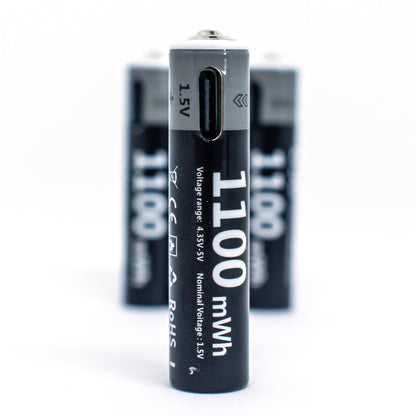 Oplaadbare batterijen AAA 1.5V 1100mWh - USB C - Li-Ion- Oplaadbare batterij - Recharging - Kuugro - 1.5V - 1100mWh