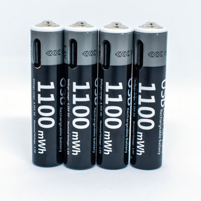 Oplaadbare batterijen AAA 1.5V 1100mWh - USB C - Li-Ion- Oplaadbare batterij - Recharging - Kuugro - 1.5V - 1100mWh