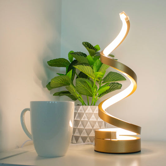 Tafellamp - Led Lamp - Goud - Elegantie Verlicht - Spiraalvormig - Spiraal Design - Dimbare Led