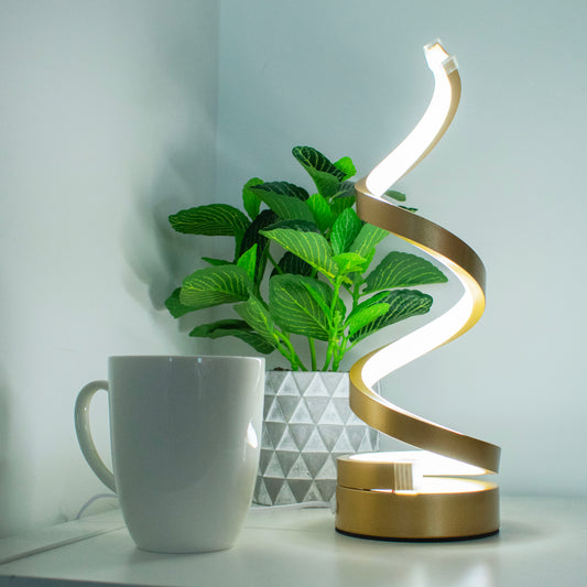 Tafellamp - Led Lamp - Goud - Elegantie Verlicht - Spiraalvormig - Spiraal Design - Dimbare Led